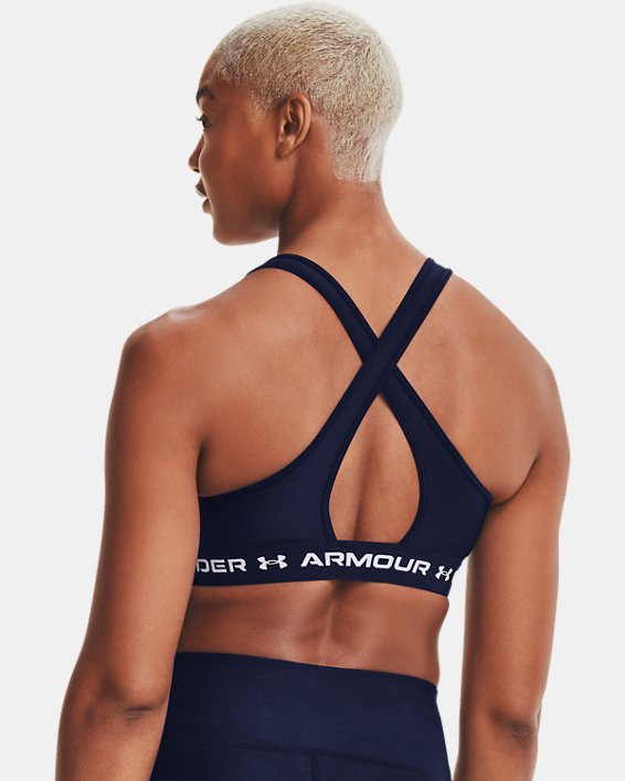 Women's Armour® Mid Crossback Sports Bra, Navy, pdpMainDesktop image number 5